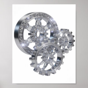 Scharfes Silber GEMS IN MOTION 3D-Textkunst Poster