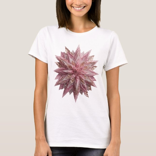 Scharfes Silber PINK STAR Statement Design T-Shirt (Vorderseite)