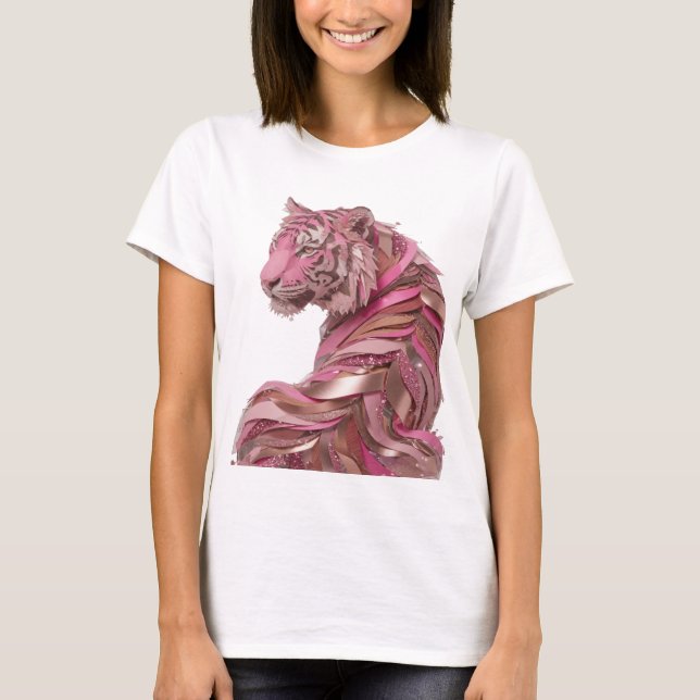 Scharfes Silber PINK TIGER Fettes Design T-Shirt (Vorderseite)