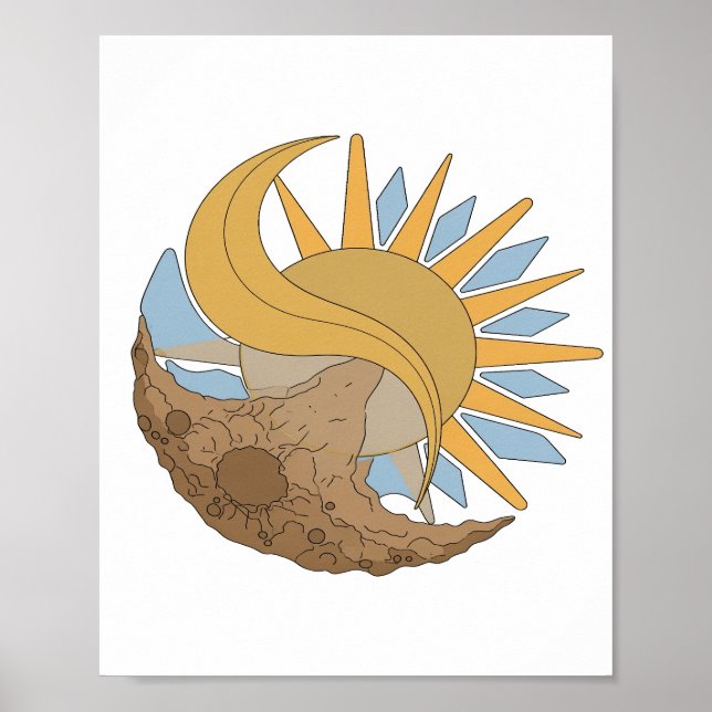 Scharfes Silber SONNE UND MOND Fettes Design Poster (Vorne)