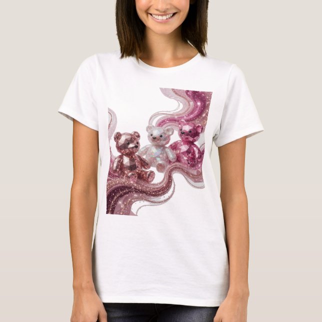 Scharfes Silber THREE DIAMOND TEDDIES Druck T-Shirt (Vorderseite)