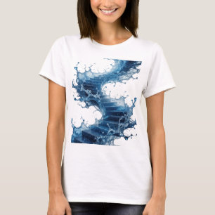 Scharfes Silber WASSERBELADENE TREPPE 3D-Textkunst T-Shirt