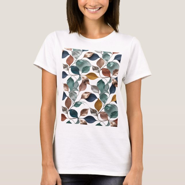 Scharfes Silbernes BLATTRICHES Design Statement T-Shirt (Vorderseite)
