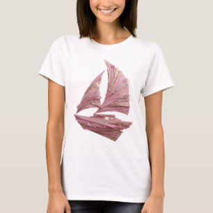 Scharfes Silbernes PINK SAILBOAT Statement Design T-Shirt
