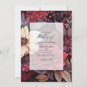 Scharlach, Dunkelbraun und tiefe Burgundy-Blumenho Einladung