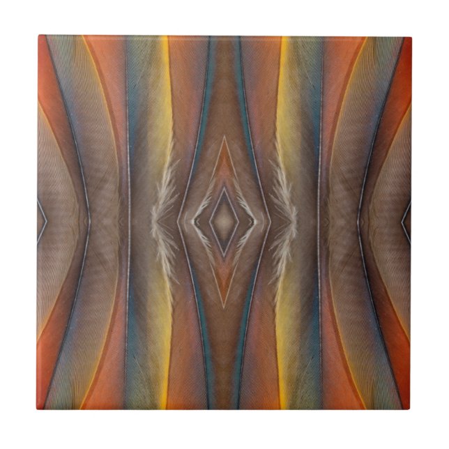 Scharlachara-Federdesign Fliese (Vorderseite)