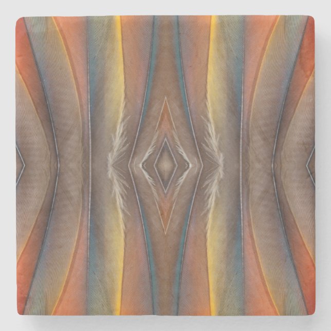 Scharlachara-Federdesign Steinuntersetzer (Vorderseite)