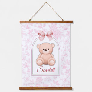 Scharlachrot   Benutzerdefiniertes rosa Teddy-Bär- Wandteppich Mit Holzrahmen