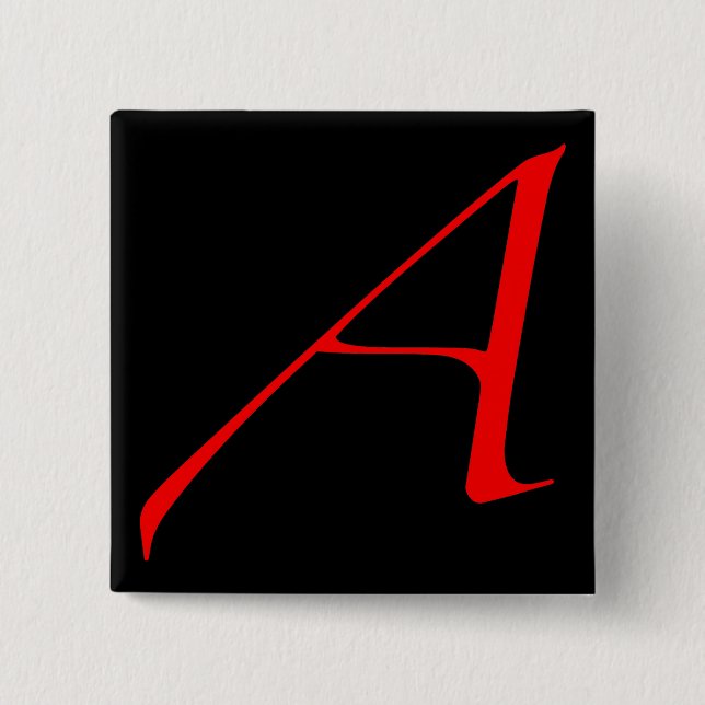Scharlachrot Buchstabe A (für Atheisten) Button (Vorderseite)