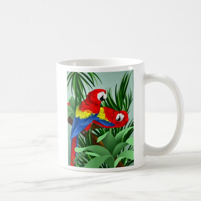 Scharlachrot der Macaws-zwei Tasse (Rechts)