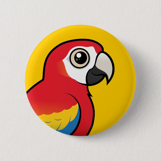 Scharlachrot Macaw- Button (Vorderseite)