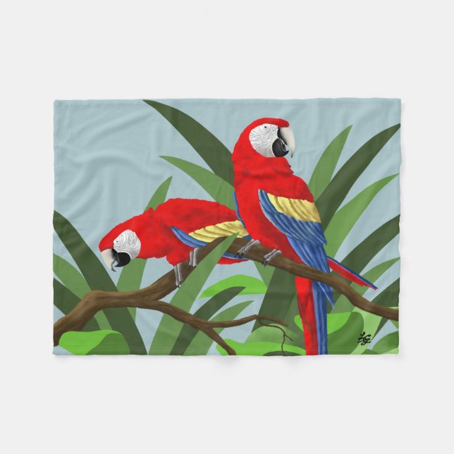 Scharlachrot Macaw-Papageien-Geschenk- Fleecedecke (Vorderseite (Horizontal))
