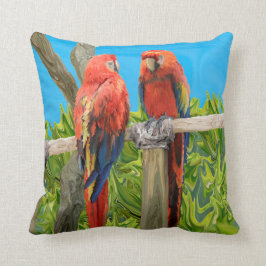 Scharlachrot Macaw-Papageien-Hocken Kissen