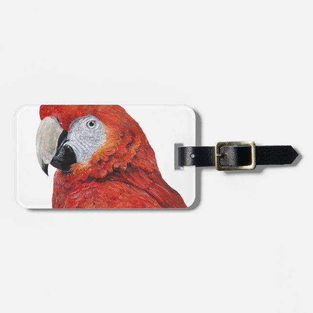 Scharlachrot Macaw-Papageiengeschenke Gepäckanhänger (Vorderseite horizontal)