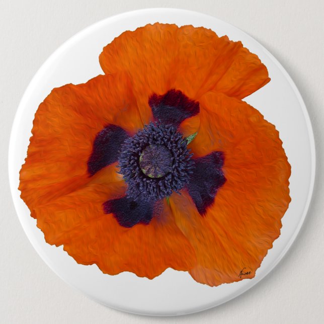 Scharlachrot Orange Poppy 1 Button (Vorderseite)