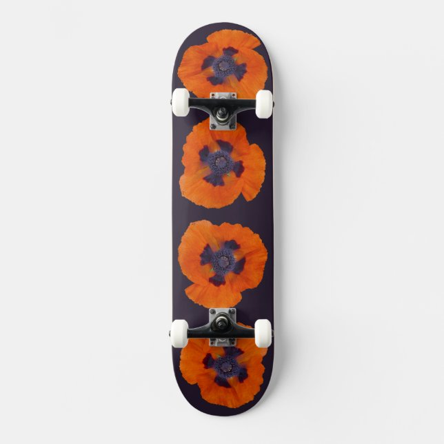 Scharlachrot Orange Poppy 1 Skateboard (Vorderseite)