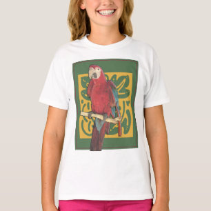 Scharlachrot Papageien-Kunst- T-Shirt