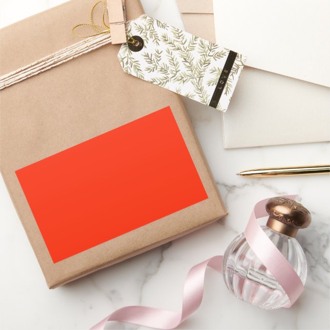 Scharlachrot Rechteckiger Aufkleber (Schenken)