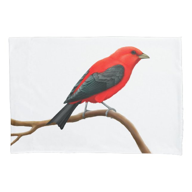 Scharlachrot Tanager-wilder Vogel-Kissenbezug- Kissenbezug (Vorderseite)