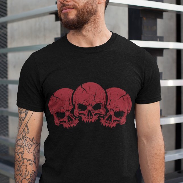 Scharlachrot: Triple Skull Tri-Blend Shirt (Von Creator hochgeladen)