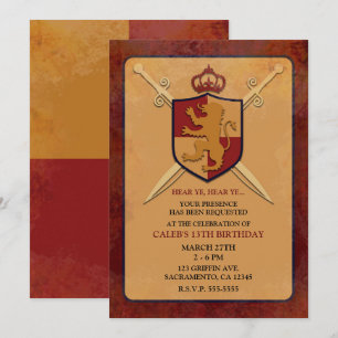 Scharlachrot und Goldener Königlicher Ritter Greif Einladung
