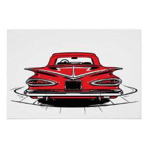 Scharlachrot Vintage Heckantrieb Pop Art Poster