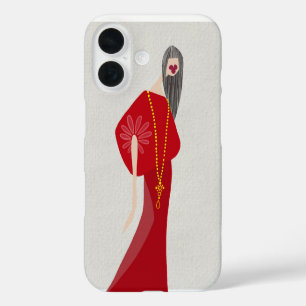 Scharlachrote Frauenmode Glamour Fashion Art iPhone 16 Hülle