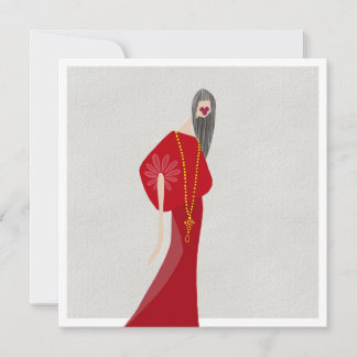 Scharlachrote Frauenmode Glamour Fashion Art Karte