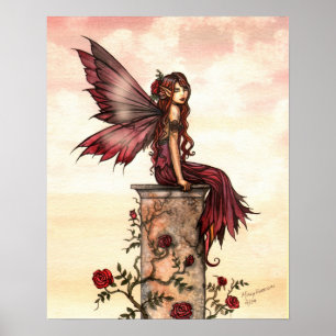Scharlachrote Rosenfee Fantasy Art Poster