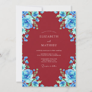 Scharlachrote Saphir-Petal-Hochzeit Einladung