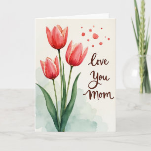Scharlachrote Tulpen lieben dich Mutter Karte