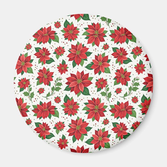 Scharlachrote Weihnachtssterne Magnet (Vorne)