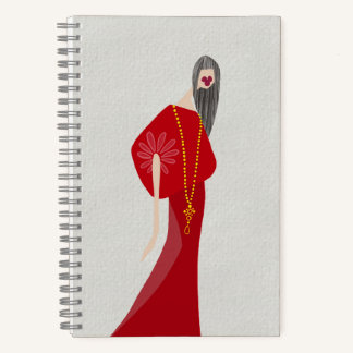 Scharlachroter Frauenstil Glamour Mode Kunst Notiz Notizbuch