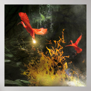 Scharlachroter Ibis-Vögel “STEHLEN DAS LICHT” Poster