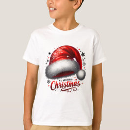 Scharlachroter Weihnachtsmannhut-Glanz T-Shirt
