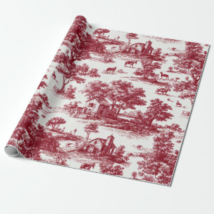Scharlachrotes französisches Toile-Muster Geschenkpapier