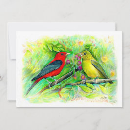 Scharlachteppiche Aquarellfarbener Bleistift Zeich Mitteilungskarte