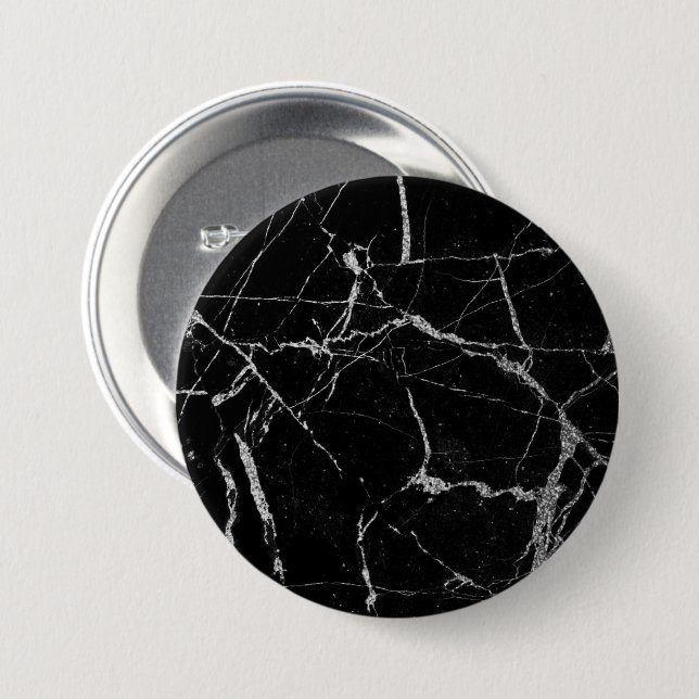 Scharze silberne Marmoroptik Button (Vorne & Hinten)