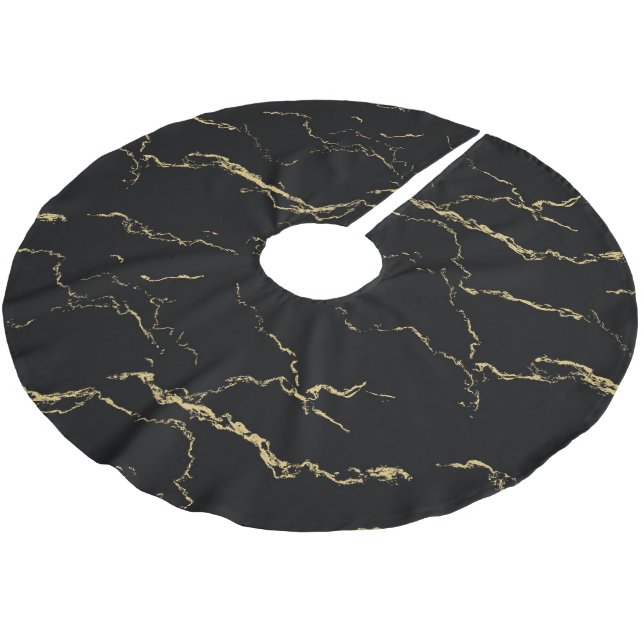 Scharzer Marmor mit Goldmuster Polyester Weihnachtsbaumdecke (Schrägansicht)
