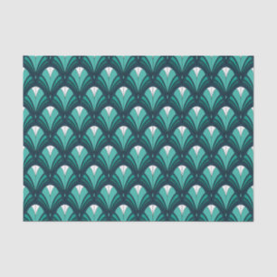 SCHATTEN AQUAMARINER ART DECO-MUSTER SEIDENPAPIER