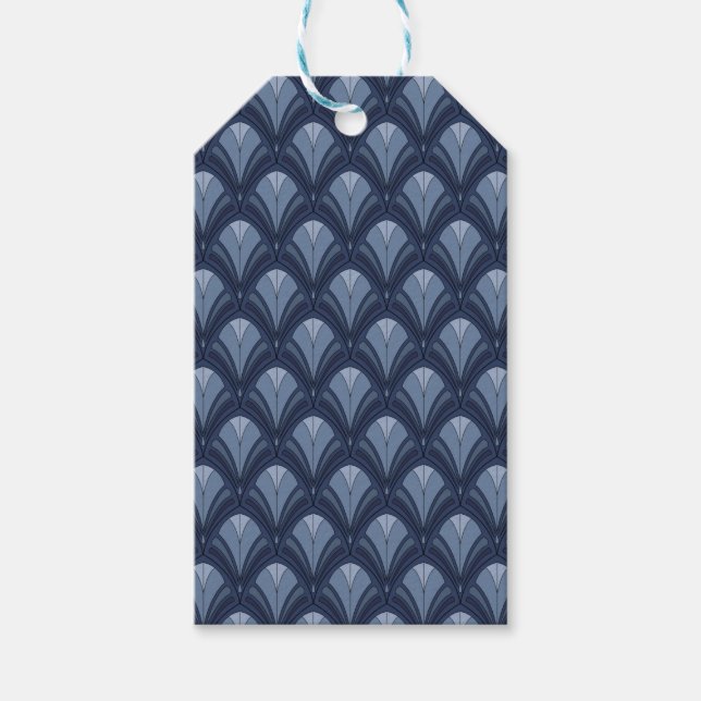 SCHATTEN BLAUER ART DECO-MUSTER GESCHENKANHÄNGER (Vorderseite)