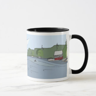 Schatten-Bucht-Panorama-Tasse [Schwarzes "Wecker"] Tasse