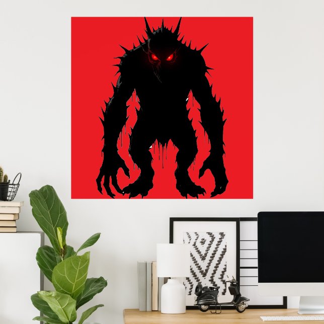 Schatten-Dämon-Monster Rote Augen Horror-Geschenk Poster (Heimbüro)