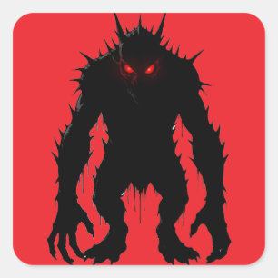 Schatten-Dämon-Monster Rote Augen Horror-Geschenk Quadratischer Aufkleber