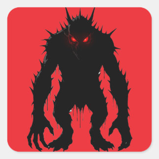 Schatten-Dämon-Monster Rote Augen Horror-Geschenk Quadratischer Aufkleber