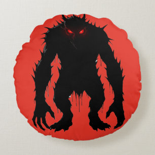 Schatten-Dämon-Monster Rote Augen Horror-Geschenk Rundes Kissen