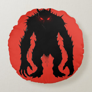 Schatten-Dämon-Monster Rote Augen Horror-Geschenk Rundes Kissen