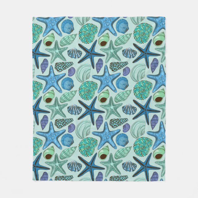 Schatten der blauen Seashells und des Fleecedecke (Vorderseite)