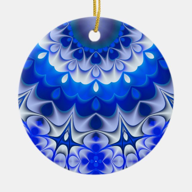 Schatten der blauen Weihnachtsverzierung Keramikornament (Vorne)