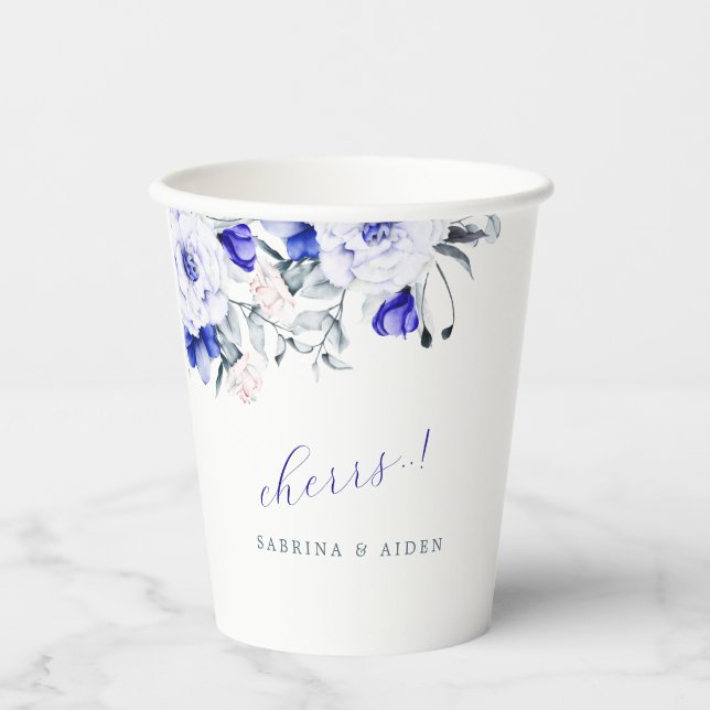 Schatten der Hochzeit von Royal Blue Ivory Pappbecher (Vorderseite)